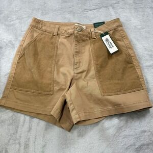 Alpine Design Mixed Fabric Shorts Womens 10 Sahara Sand Corduroy Utility NEW